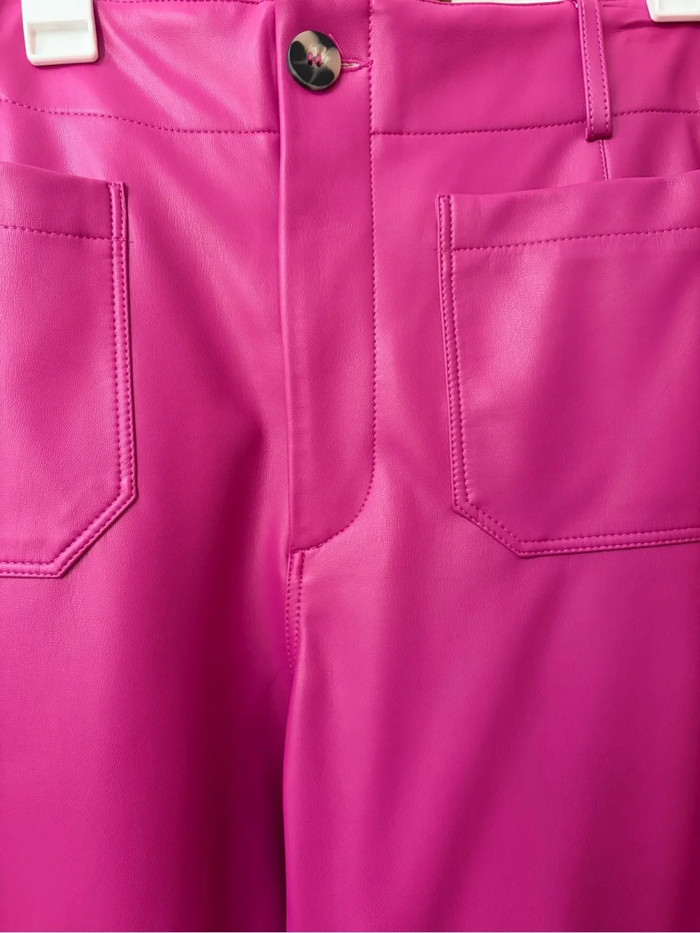 Maeve Colette Vegan Leather Fuchsia Cropped Wide-Leg Pants - Picture 7 of 7